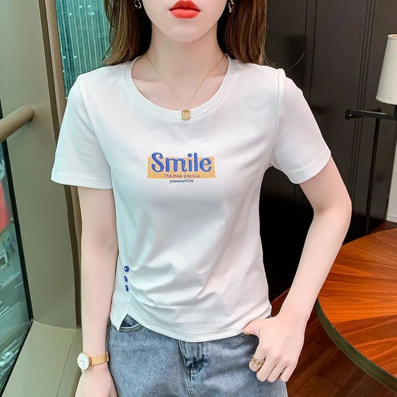 Áo Thun NgắN Tay BằNg Cotton ThờI Trang MùA Hè Cho Nữ