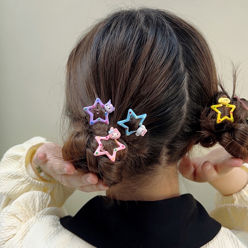 Kẹp Tóc Hình Ngôi Sao Năm Cánh Bằng Kim Loại Màu Kẹo Ngọt Dễ Thương Cho Bé Gái
