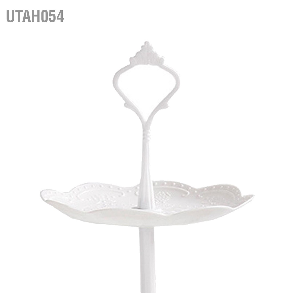 Utah054 Khay Phục Vụ 3 Tầng Nhựa Trắng Tráng Miệng Đế Cakecup Trái Cây