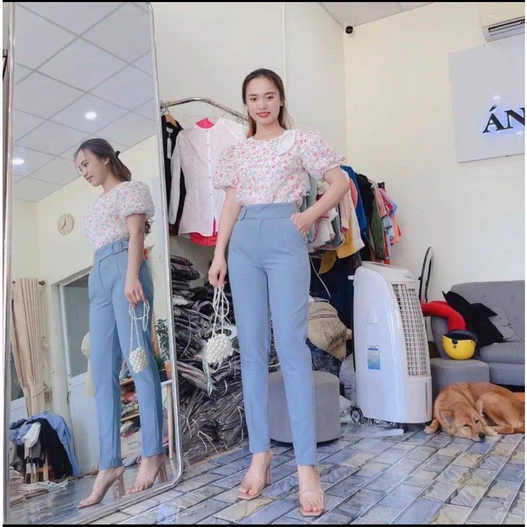 Quần baggy nữ đai lệch bọc vải cúc bấm cạp cao tôn dáng đi học đi làm bảng màu đẹp chất vải tuyết mưa vitex mã T_H64