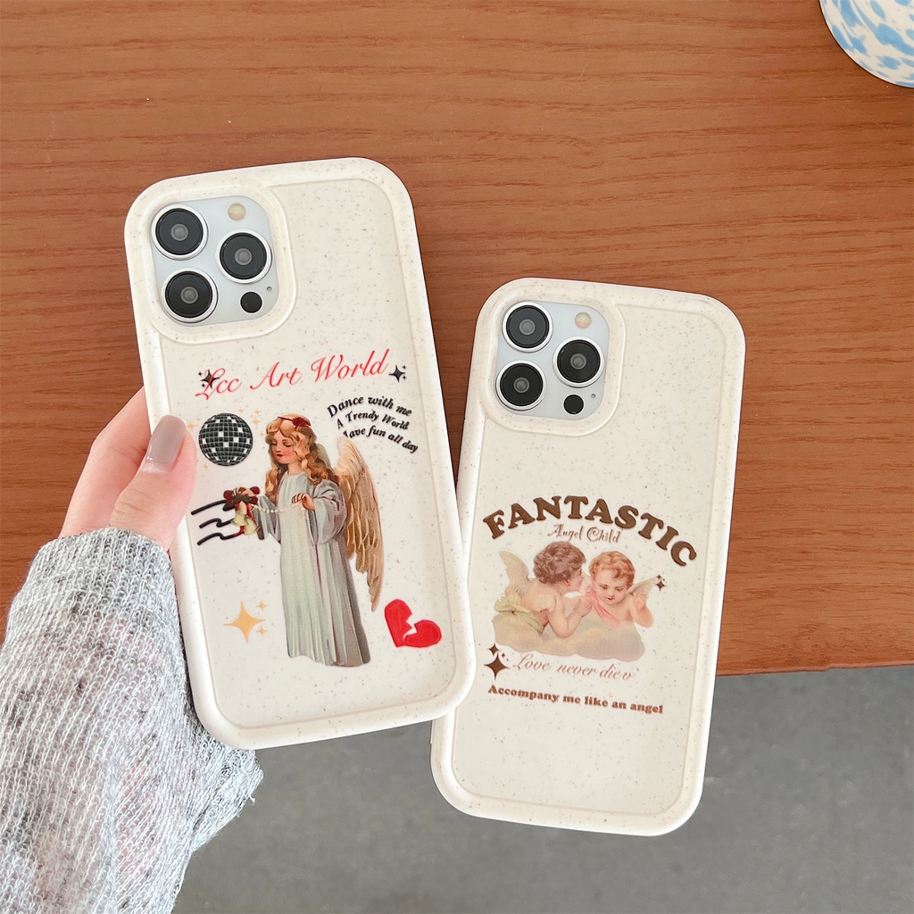 Ốp Điện Thoại TPU Silicon Mềm Chống Sốc In Hình Thiên Thần Phong Cách Retro Cho iPhone 14 13 12 11 PRO MAX