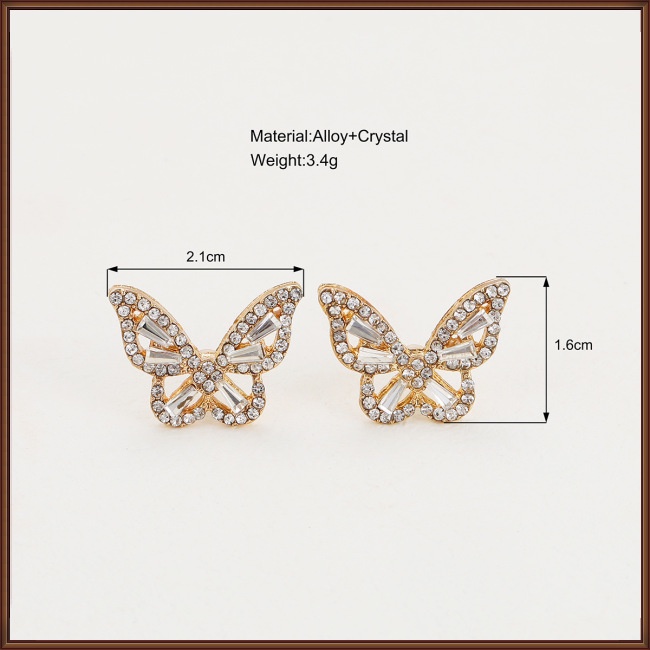 Đôi Khuyên Tai Hình Bươm Bướm Đính Đá Pha Lê Đơn Giản Dành Cho Nữ
