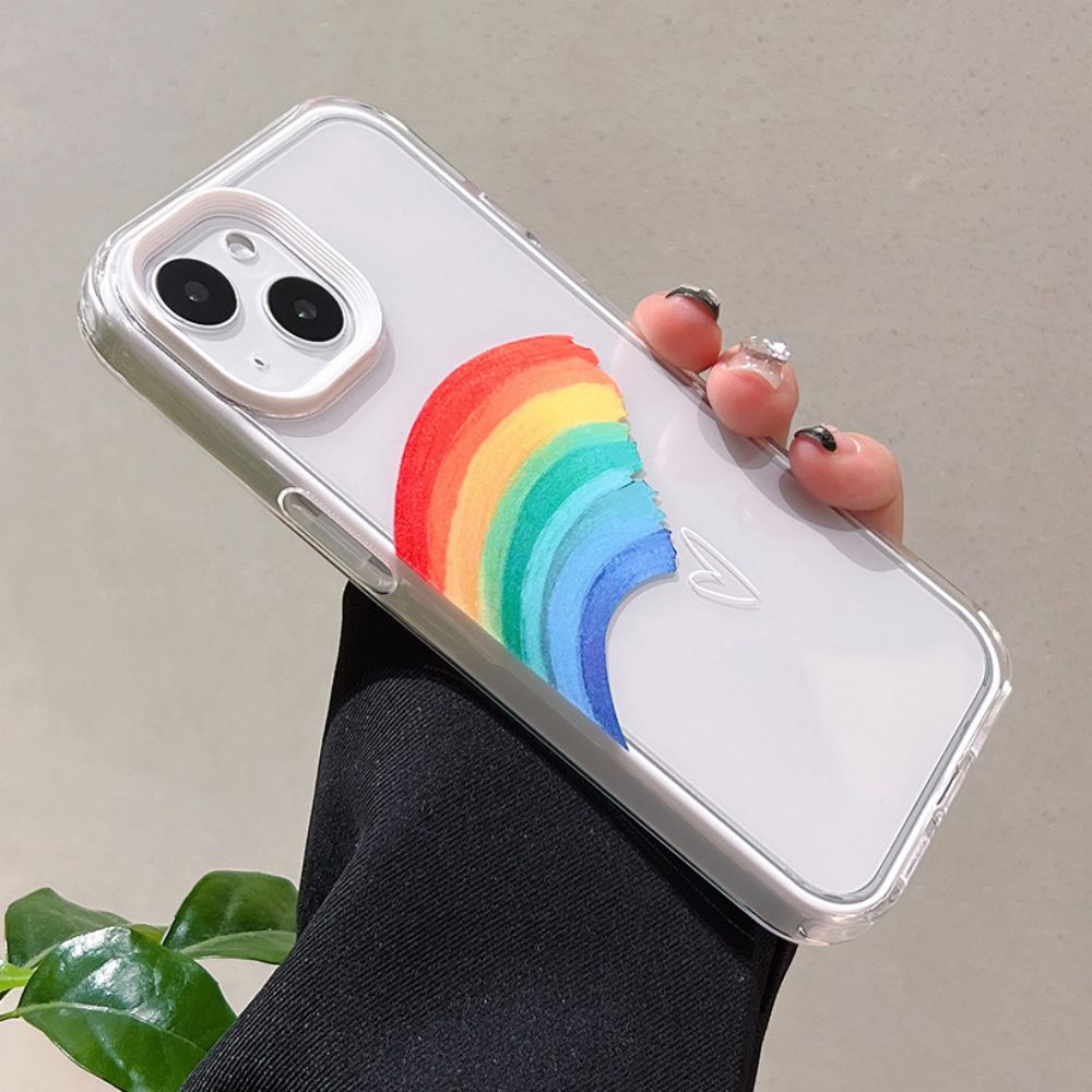Ốp Điện Thoại TPU Mềm Chống Rơi In Hình Trái Tim Màu Cầu Vồng 3 Trong 1 Cho IPhone 14 Pro Max 13 12 11 Pro Max