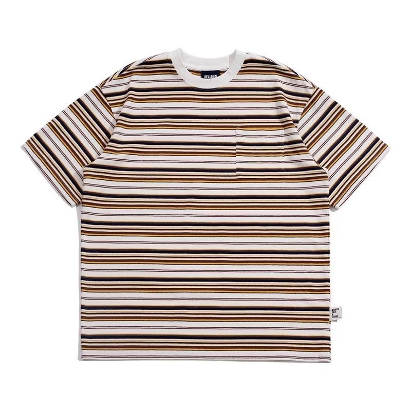 Áo Thun Cotton Ngắn Tay Họa Tiết Kẻ Sọc Thời Trang Mùa Hè Mẫu Mới Dành Cho Nam