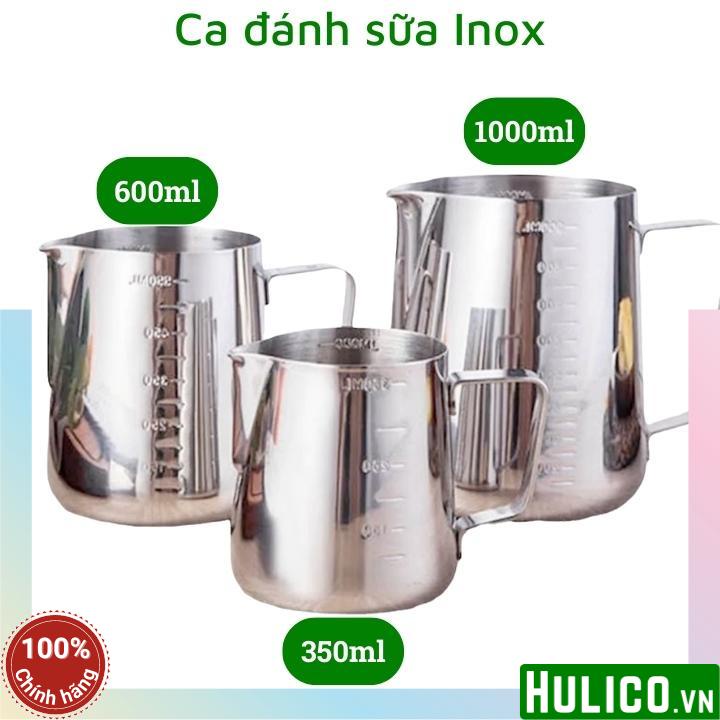 Ca đánh sữa inox (có vạch chia) 350ml - 600ml - 1000ml (100% inox 304)