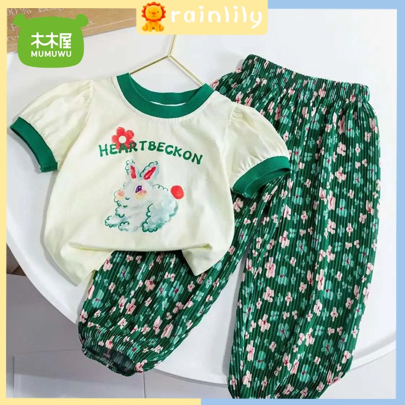 Set Áo Thun Tay Ngắn Và Quần Dài Phong Cách Phương Tây Thời Trang Mùa Hè 2023 Mới Cho Bé Gái