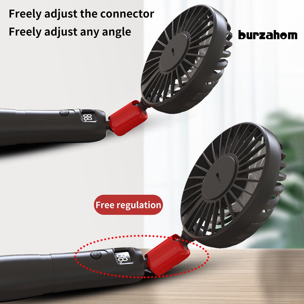 Quạt Làm Mát Đeo Cổ 2 Trong 1 Có Thể Tháo Rời Màn Hình Kỹ Thuật Số Tiện Dụng