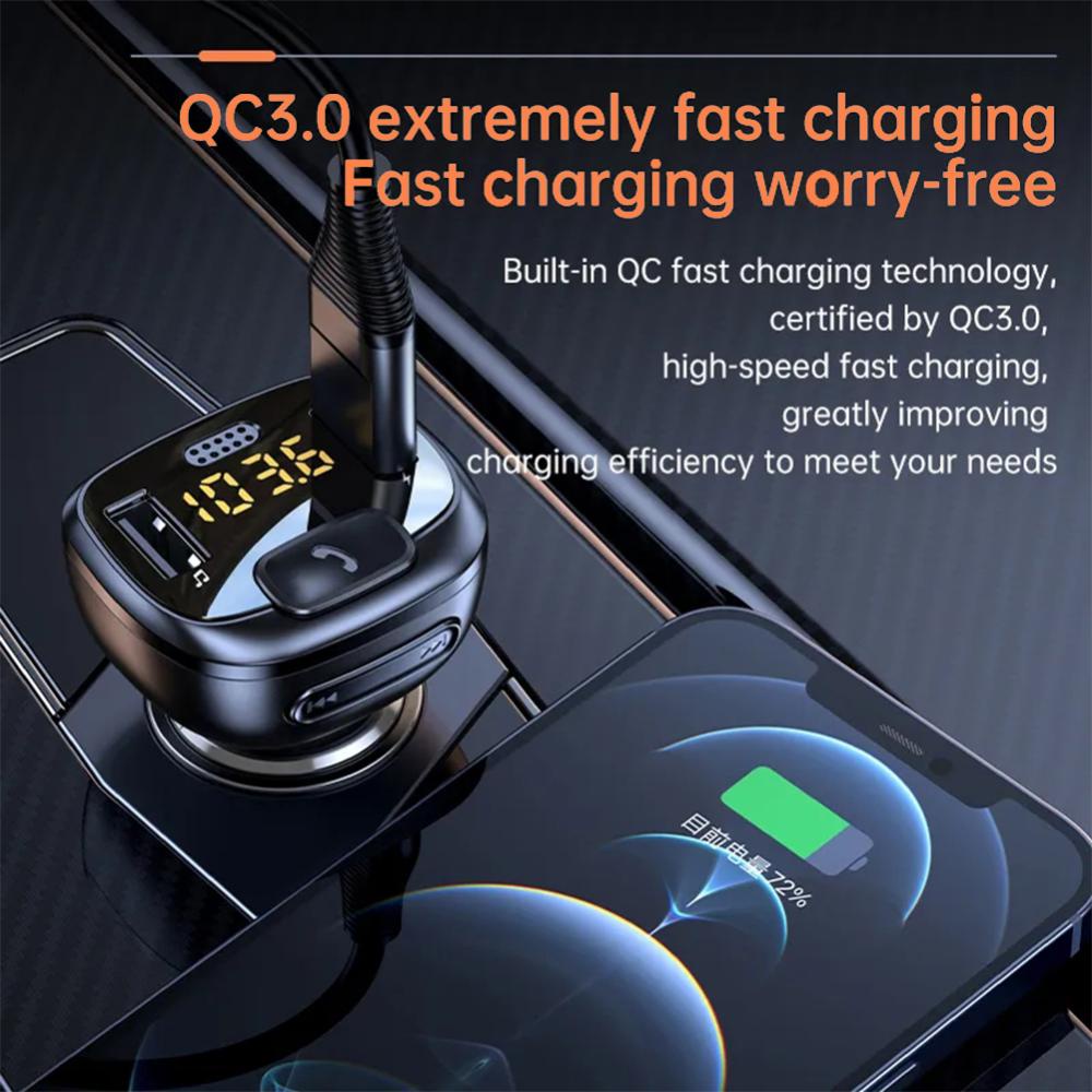 Tẩu Sạc Nhanh Không Dây Bluetooth 5.1 FM Hai Cổng USB QC3.0 Kiêm Máy Nghe Nhạc MP3 O6Z8 Cho Xe Hơi