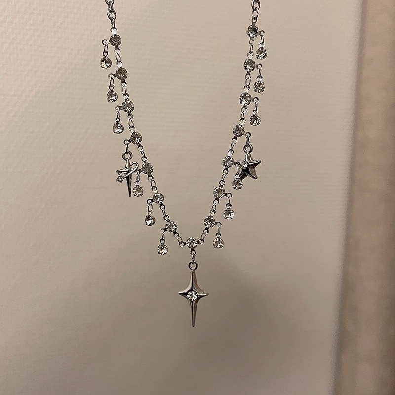 Vòng cổ Mặt Chữ Thập Đính Đá Zircon Thời Trang Hàn Quốc Cho Nữ