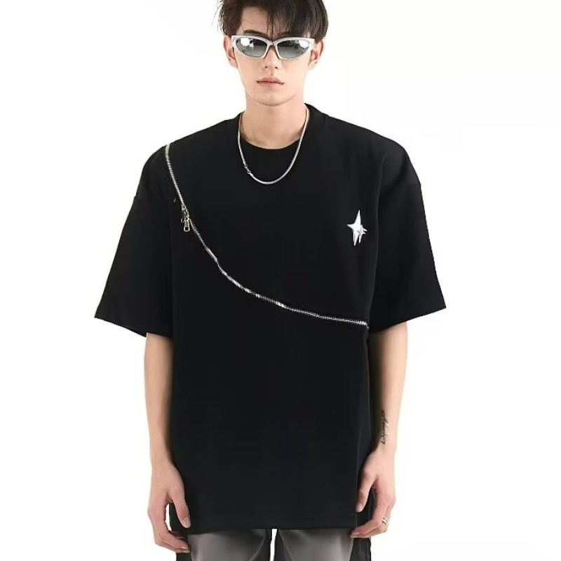 Áo Thun Tay Lỡ Dáng Rộng Phong Cách Hip hop Đường Phố Mỹ Cá Tính Cho Nam