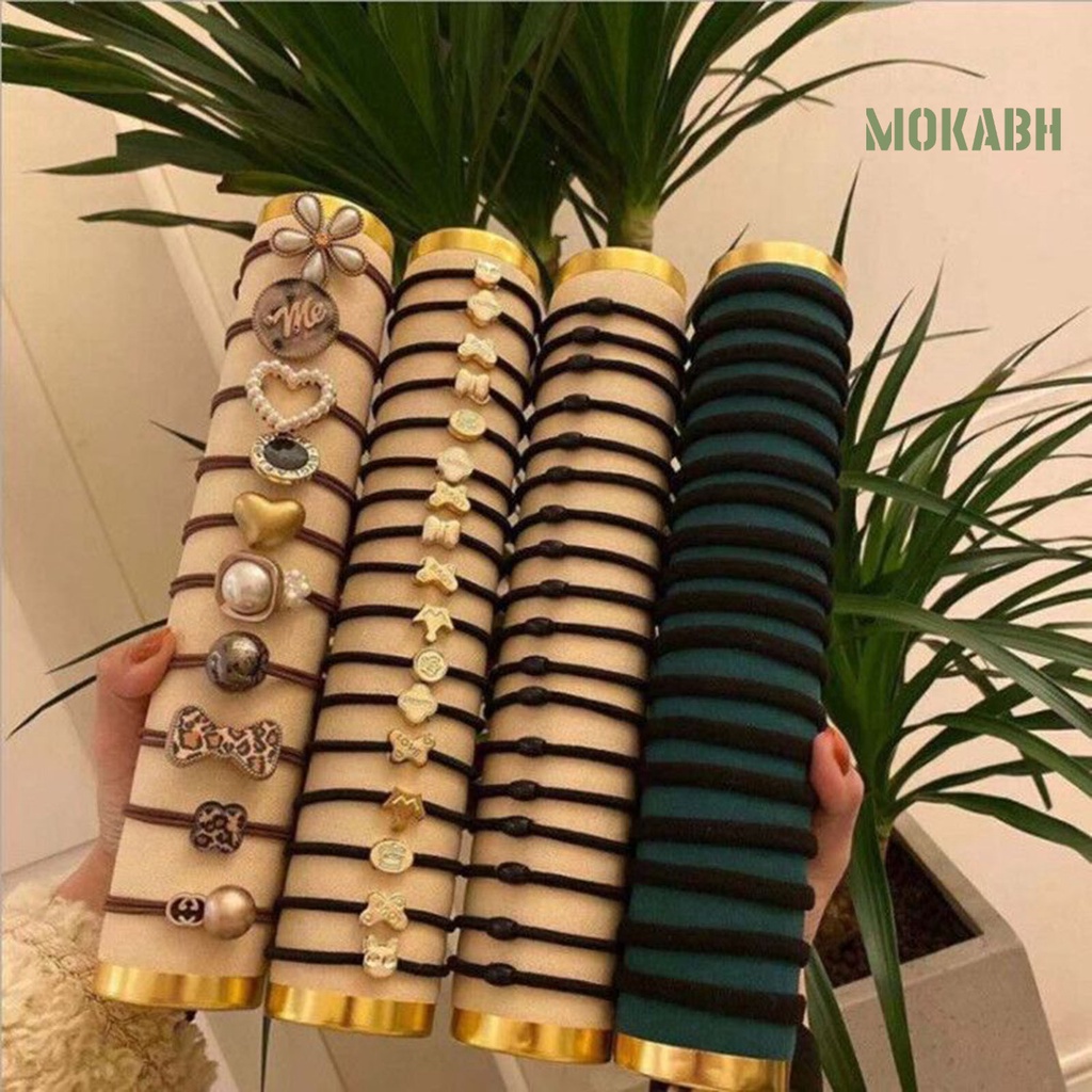 Bộ 60 Dây Cột Tóc Co Giãn Bằng Cao Su Và Kim Loại Thời Trang Cho Nữ