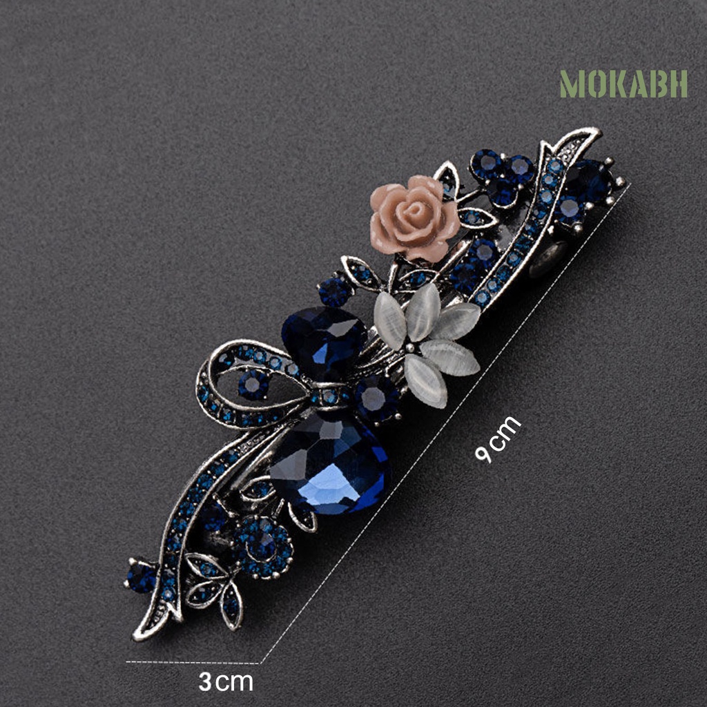 Kẹp Tóc Bằng Hợp Kim Chống Trượt Họa Tiết Hoa Lá Phong Cách Vintage Đa Năng