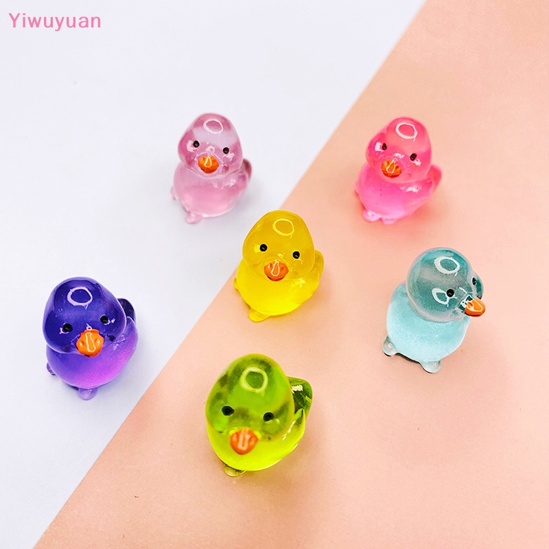 Bộ 2 Tượng Vịt Mini Bằng Nhựa Phát Quang Trang Trí Tiểu Cảnh Mới