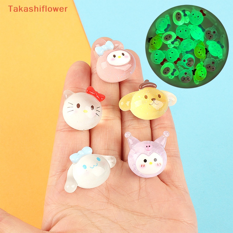 Set 3 Phụ Kiện Trang Trí Họa Tiết Hoạt Hình Bằng Nhựa Resin Phát Quang DIY