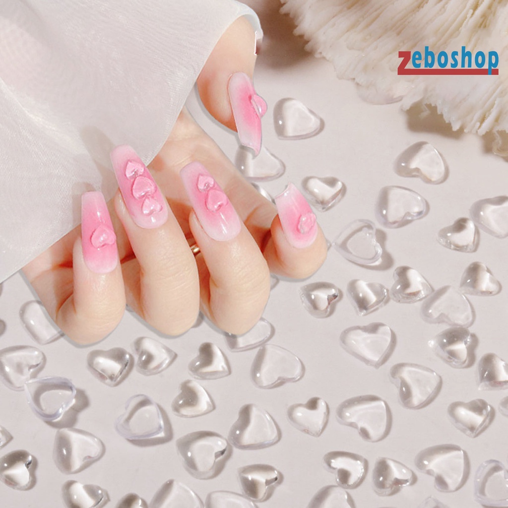 Set 100 Phụ Kiện Trang Trí Móng Tay Nghệ Thuật Hình Trái Tim 3D DIY