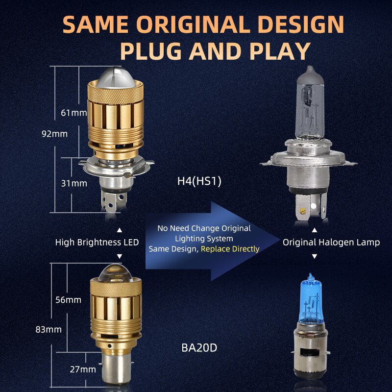1 Đèn Pha LED H4 9003 35W 16000Lm H4 12V Hai Màu Sắc Chất Lượng Cao Cho Xe Hơi / Xe Máy
