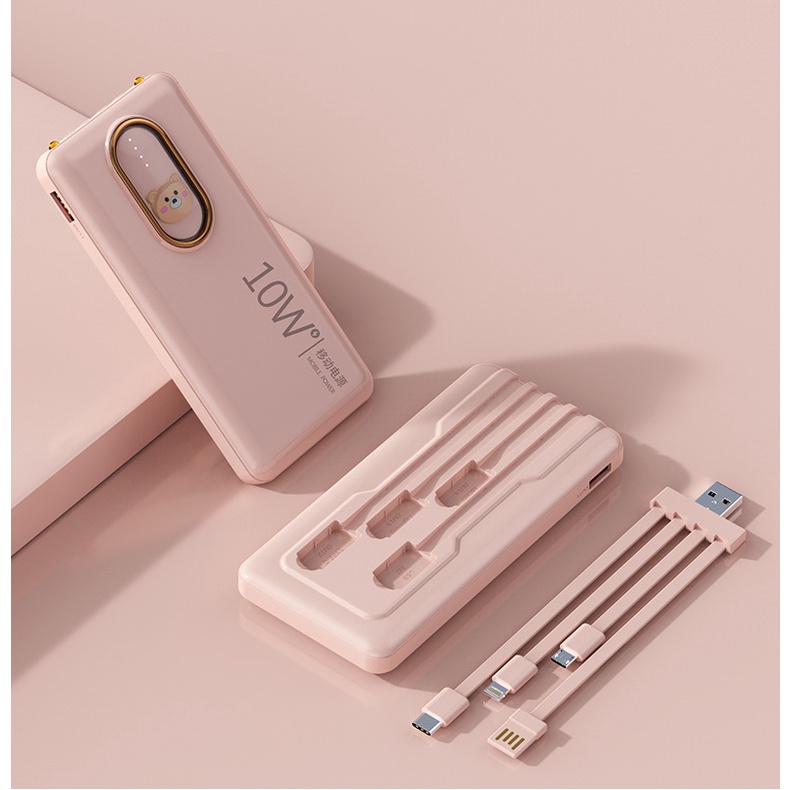 Pin Sạc Dự Phòng 20000mAh Họa Tiết Hoạt Hình Kèm Dây Cáp Sạc Nhanh Tiện Dụng