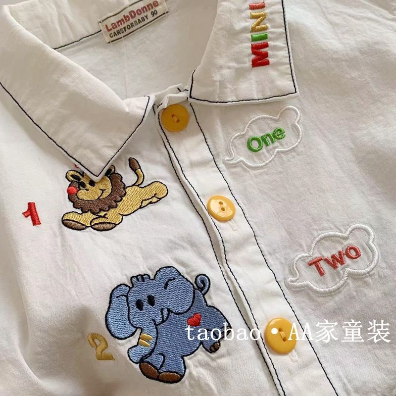 Áo Sơ Mi Trắng Thêu Họa Tiết Hoạt Hình Phong Cách Nhật Bản Thời Trang Mùa Hè Cho Bé Trai