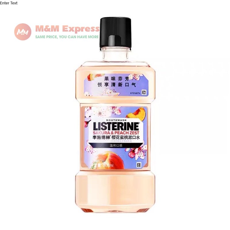 NƯỚC SÚC MIỆNG CHAI 500ML LISTERINE MÙI ĐÀO SAKURA & PEACH THƠM MIỆNG NGỪA SÂU RĂNG HIỆU QUẢ