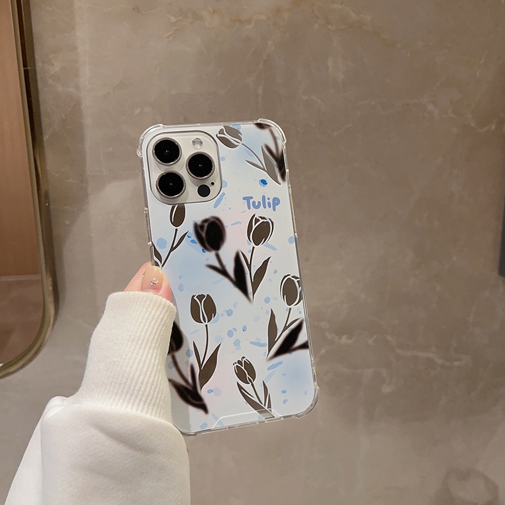 Ốp Điện Thoại Trong Suốt Họa Tiết Hoa Tulip AT0262 Cho Iphone SE2020 7 / 8 Plus 14 X XR XM 11 12 MINI 13 PRO MAX