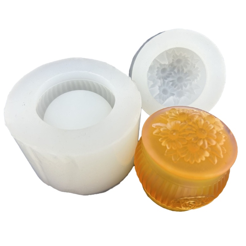 Khuôn Silicone Làm Hộp Đựng Trang Sức Hình Hoa Có Nắp DIY