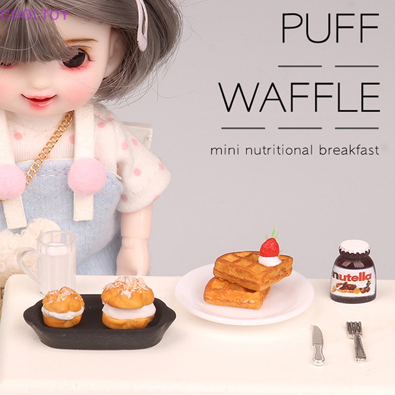 1 Bộ Mô Hình Bánh Waffle Mini Cho Nhà Búp Bê