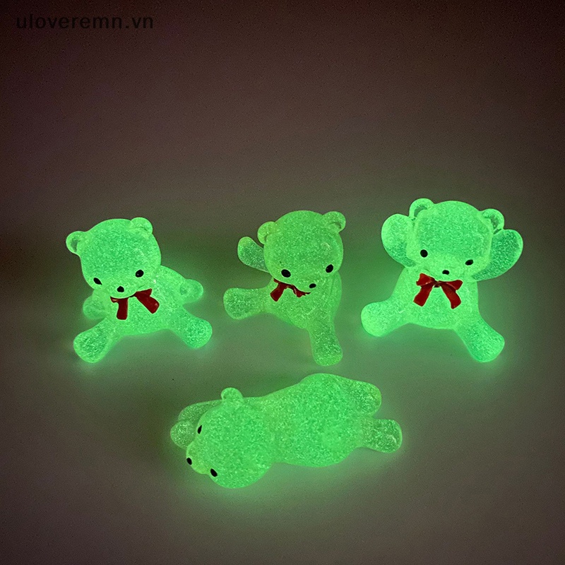 Set 2 Chú Gấu Mini Bằng Nhựa Resin Phát Quang Dùng Để Trang Trí DIY