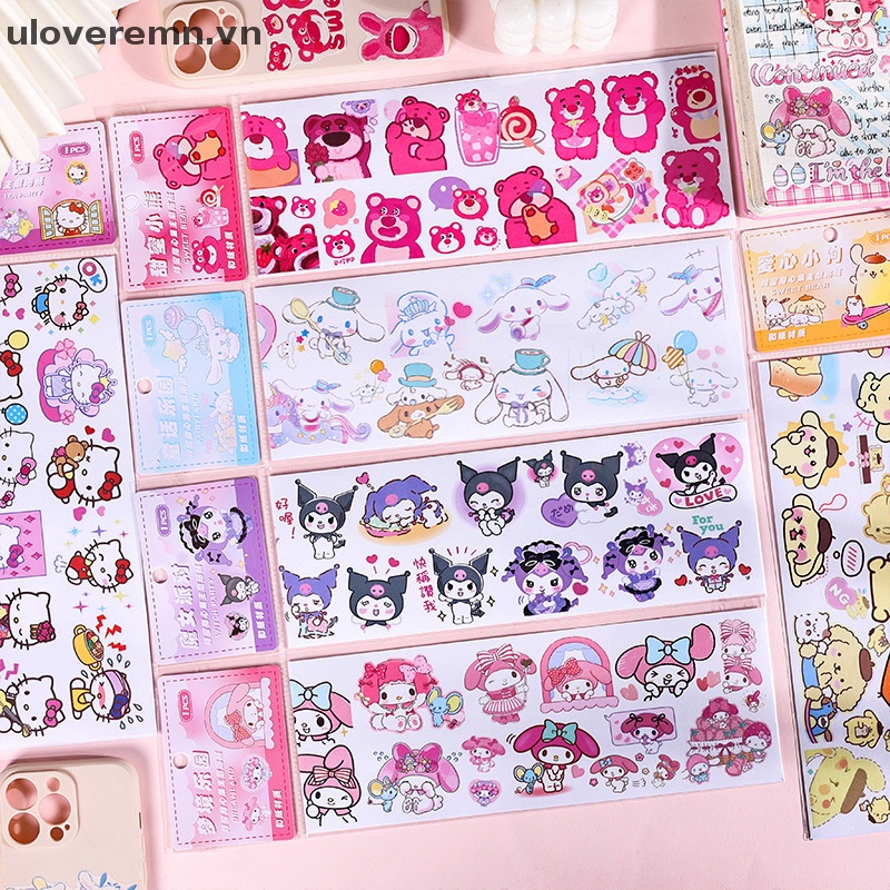 Uloveremn Kawaii Sanrio Nhãn Dán Kuromi Cinnamoroll Anime Dễ Thương Trang Trí Điện Thoại Di Động Cho Bé Gái