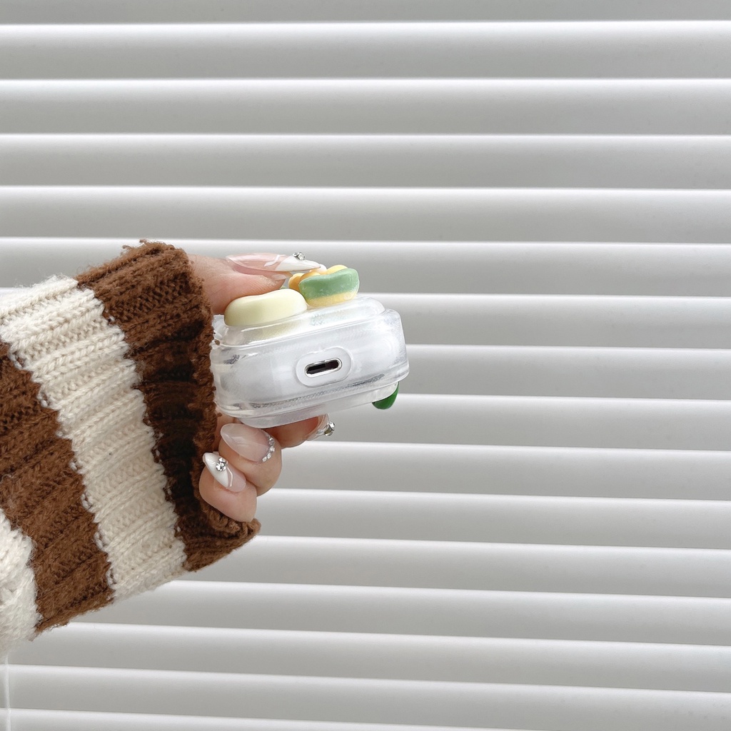 Vỏ Bảo Vệ Hộp Sạc Tai Nghe Bluetooth Không Dây AirPods 1 2 Gen3 Pro2 2022 Bằng tpu Mềm Trong Suốt Họa Tiết Hoa Ngôi Sao Vàng Đơn Giản