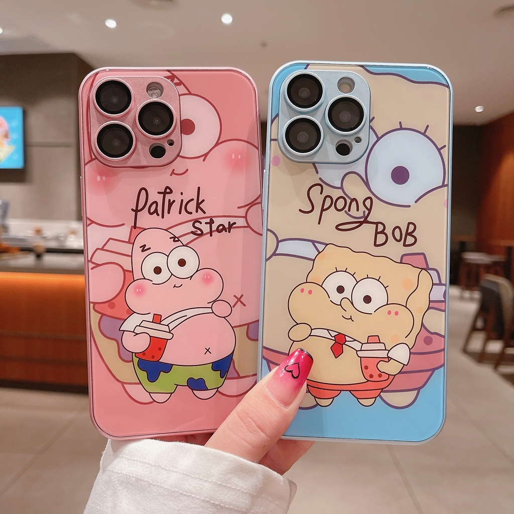 Ốp Điện Thoại PC Cứng Chống Rơi Hình Spongebob Cho iPhone 11 12 13 14 PRO MAX XR XS 7 8 Plus