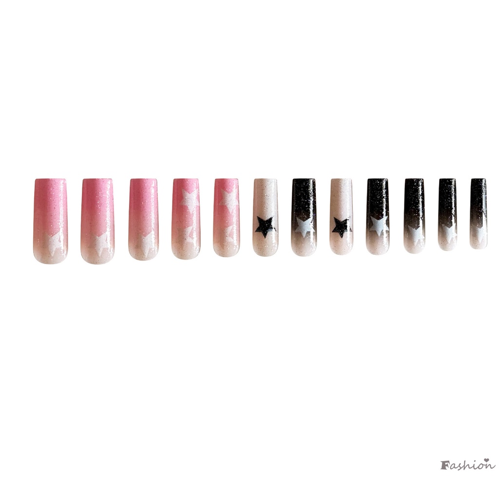 Bộ Móng Tay Giả Dài Lấp Lánh Phong Cách Pháp