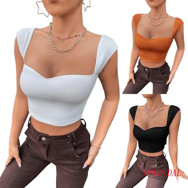 Áo Dệt Kim Sát Nách Cổ Vuông Màu Trơn Dáng Ôm Gợi Cảm Cho Bạn Gái