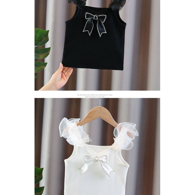 Áo Thun Không Tay Thắt Nơ Thời Trang Dành Cho Bé Gái