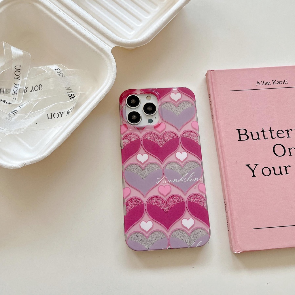 Ốp Điện Thoại TPU Mềm Trong Suốt Chống Sốc Phối Kim Tuyến Hình Trái Tim Cho iPhone 14 13 12 11 Pro Max