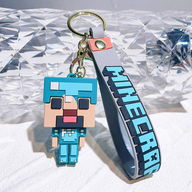 Mới Móc Khóa Nhựa PVC Minecraft Hình Nhân Vật Game Creeper Steve 3D Dễ Thương