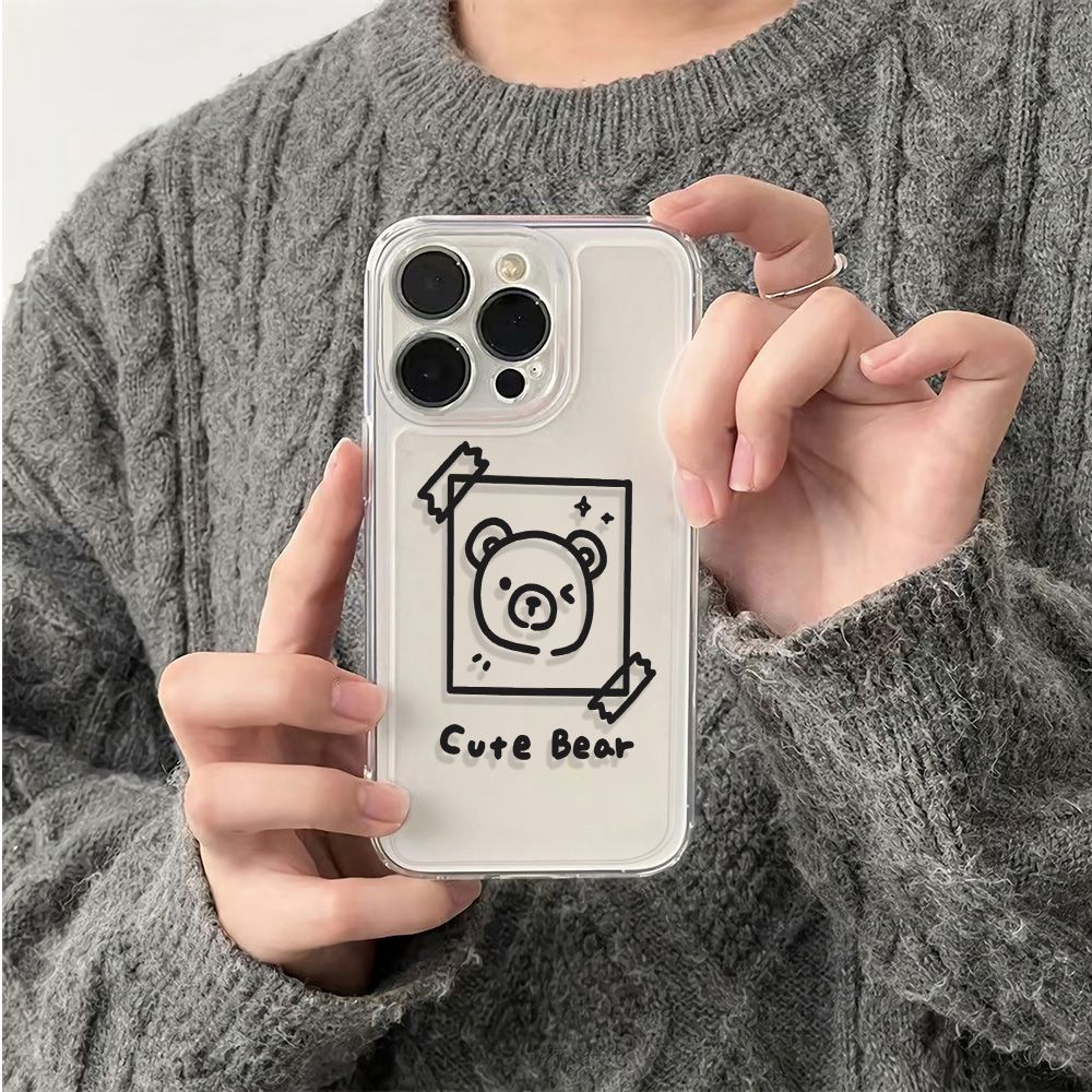 ✅Ốp Điện Thoại Mềm Chống Sốc Họa Tiết Đầu Gấu Cho Iphone 14pro plus13iPhone12 116In78