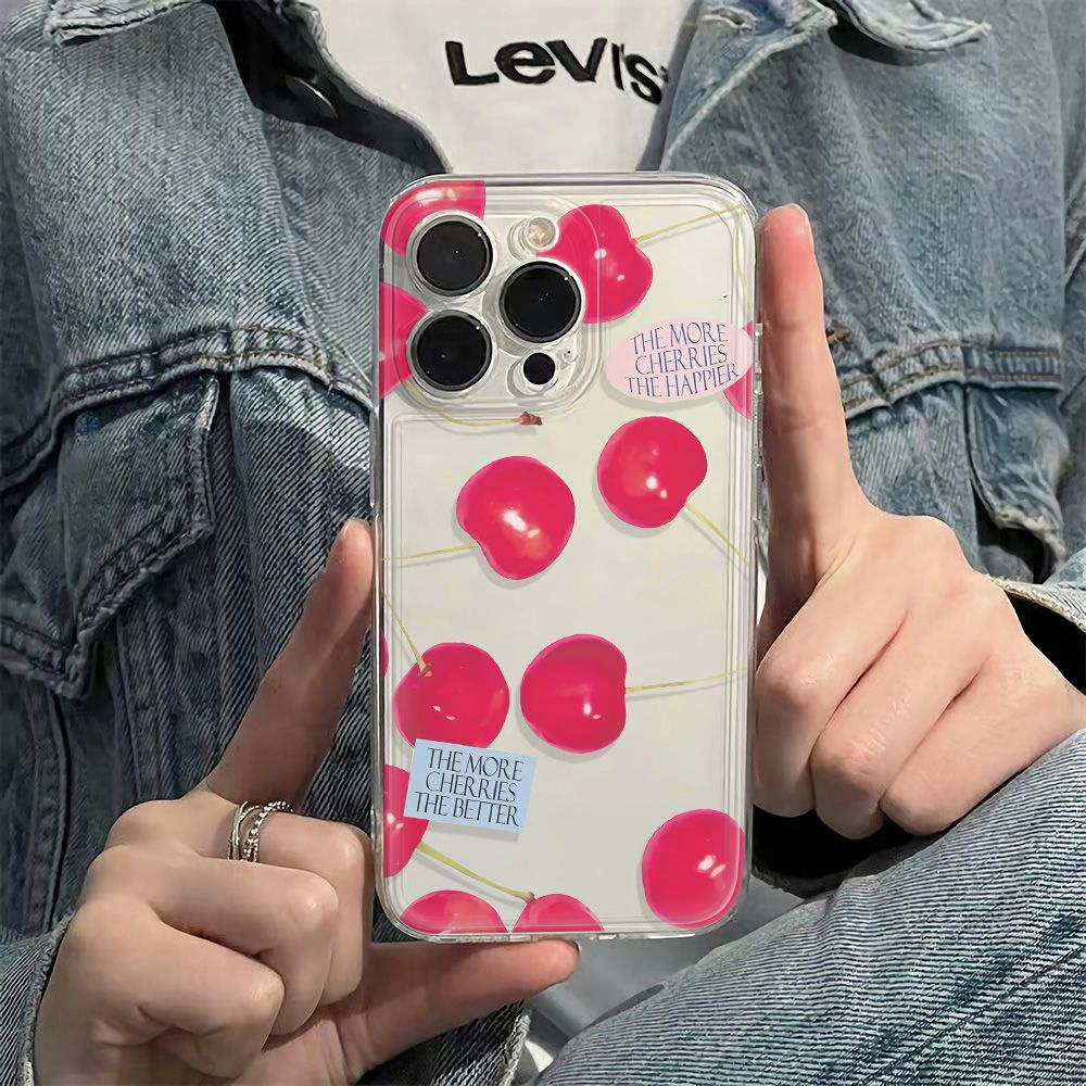 ✅Ốp Điện Thoại Dẻo Họa Tiết Trái Cherry To Dễ Thương Chống Sốc Cho iPhone12 13 plus78 11 max 6In14Pro