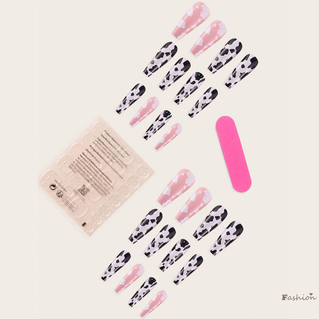 Móng Tay Giả Dài Màu Trắng Đen Thân Thiện Với Môi Trường Cho Người Mới Bắt Đầu