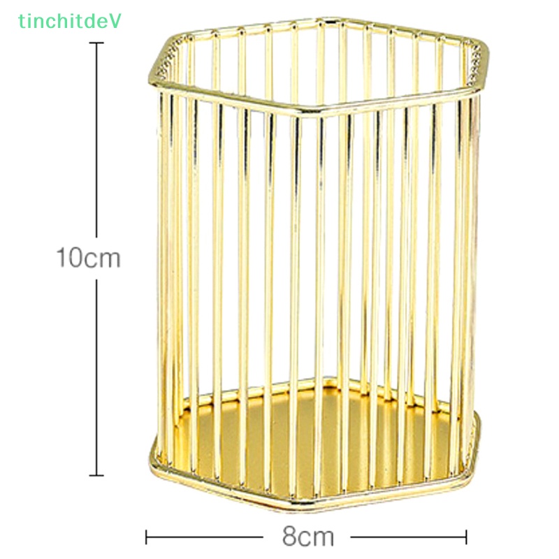 Hộp Đựng Bút Để Bàn Bằng Kim Loại Màu Vàng Hồng Sang Trọng