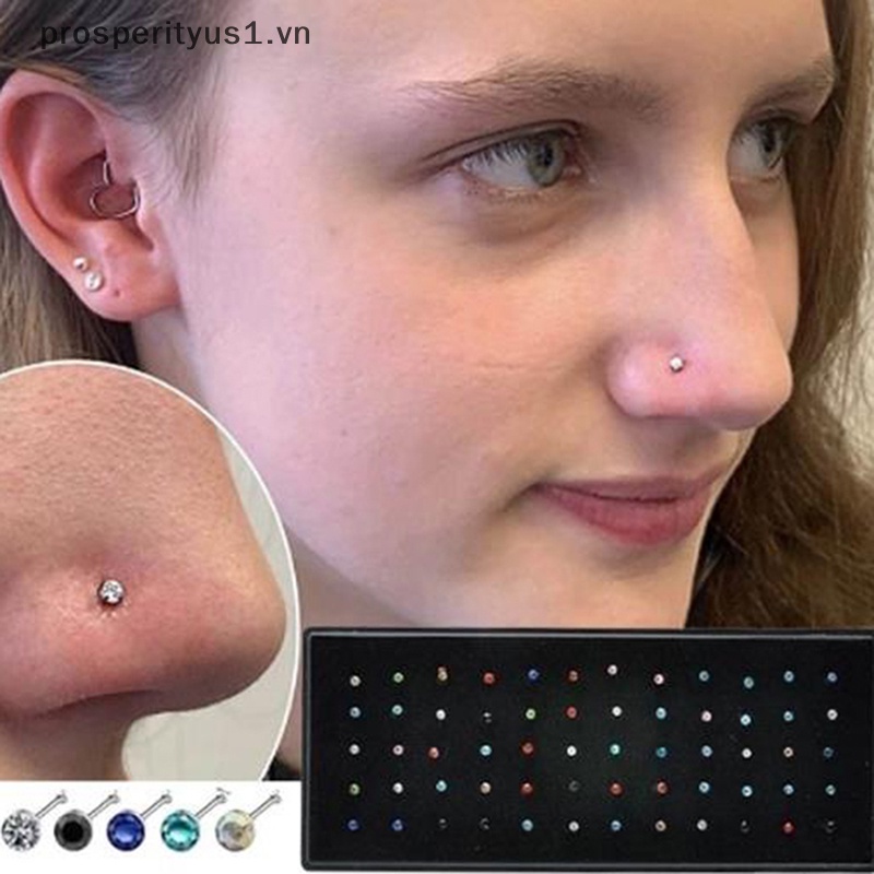 Set 1 / 40 / 60 Khuyên Mũi Bằng Thép Không Gỉ Cá Tính [VN] [VN]