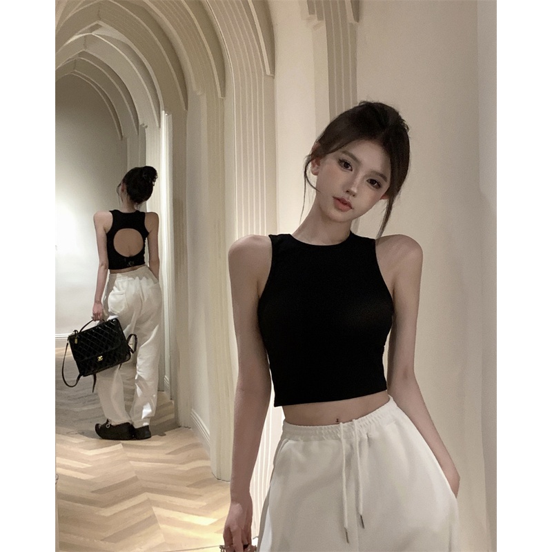 Áo Sát Nách Cổ Tròn Hở Lưng Phong Cách Quyến Rũ