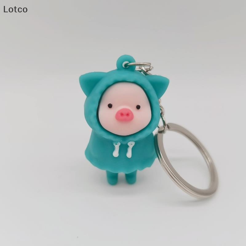 Lotco phim hoạt hình dễ thương Áo Mưa con heo con búp bê Keychain giữ sữa lợn vòng chìa khóa túi Mặt dây chuyền VN