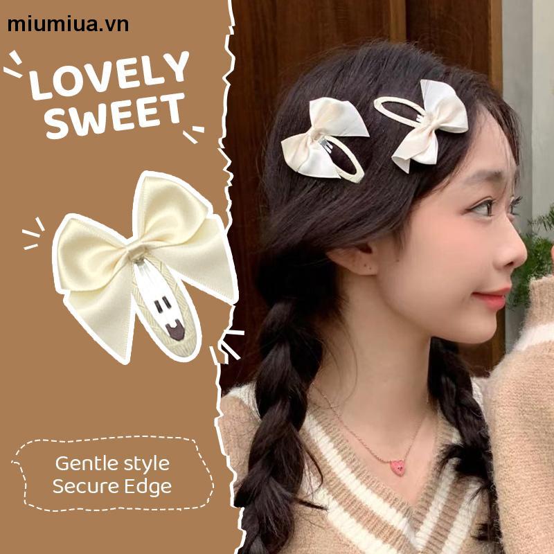 miumiua(MớI) Kẹp TóC HìNh Nơ Satin MàU Trơn Đơn GiảN [1 CáI]