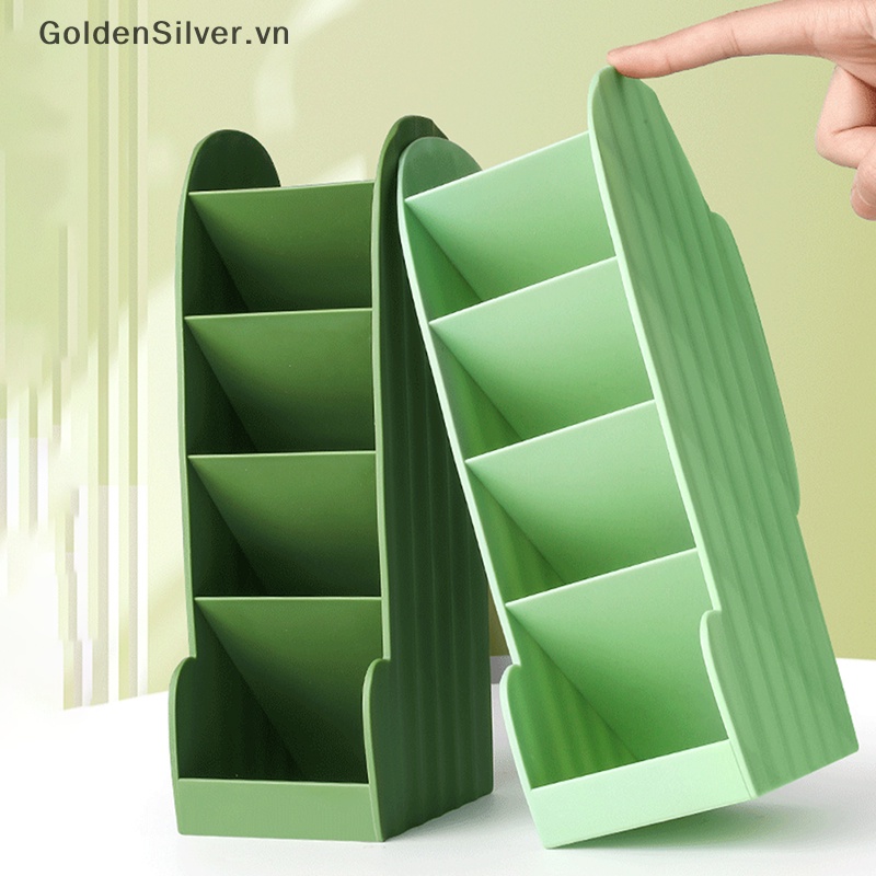 Hộp Đựng Bút 4 Ngăn Hình Cây Xương Rồng Màu Vàng Bạc Dễ Thương