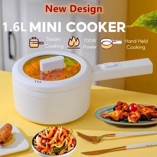Nồi lẩu điện đa năng chống dính gốm ceramic, nồi lẩu mini 2 tầng dụng tích 1.6l