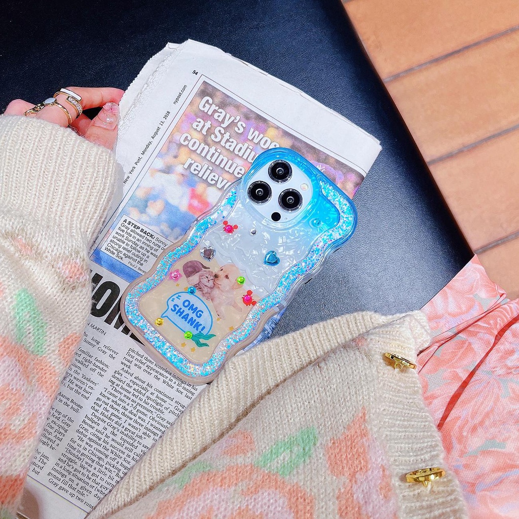 Ốp Điện Thoại TPU Dẻo Họa Tiết Chú Chó Có Nước Kim Tuyến Lấp Lánh Cho iPhone 12 13 14 Pro Max