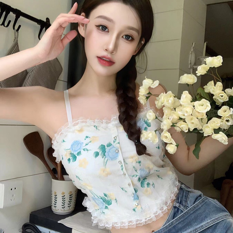 Áo Croptop Sát Nách Phong Cách Retro Hàn Quốc Cho Nữ