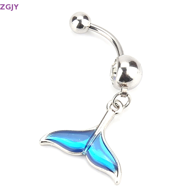 Khuyên Rốn Bằng Thép Không Gỉ Không Gây Dị Ứng Hình Đuôi Cá Màu Vàng / Bạc Thời Trang Cho Nữ Mới