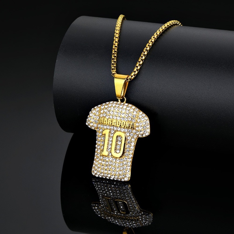 Z Vòng cổ Thép Titan Không Gỉ Mạ Vàng 18K Maradona 10 Phong Cách Hip Hop Thời Trang Cho Nam