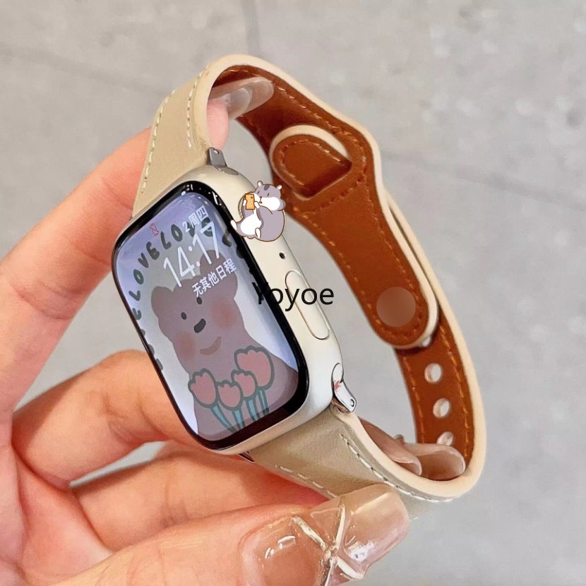 Dây Đeo Bằng Da Kích Thước Nhỏ 45mm 44mm 49mm 41mm 40mm 42mm 38mm Cho iWatch Series 1 2 3 4 5 6 SE 7 8 Ultra